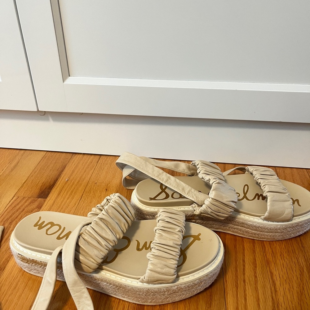 Sam Edelman Cream Espadrilles with Ruched Straps
